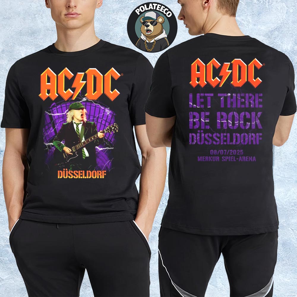 ACDC Dusseldorf 2025 PWR UP Tour Let There Be Rock Dusseldorf At Merkur Spiel-Arena In Germany On July 8th 2025 Two Sided Unisex T-Shirt ACDC Dusseldorf 2025 PWR UP Tour Let There Be Rock Dusseldorf At Merkur Spiel-Arena In Germany On July 8th 2025 Two Sided Unisex T-Shirt