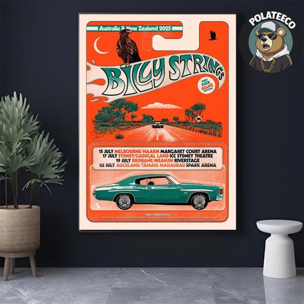 Billy Strings 2025 Australia And New Zealand Tour Poster Dates List Home Decor Poster Canvas
