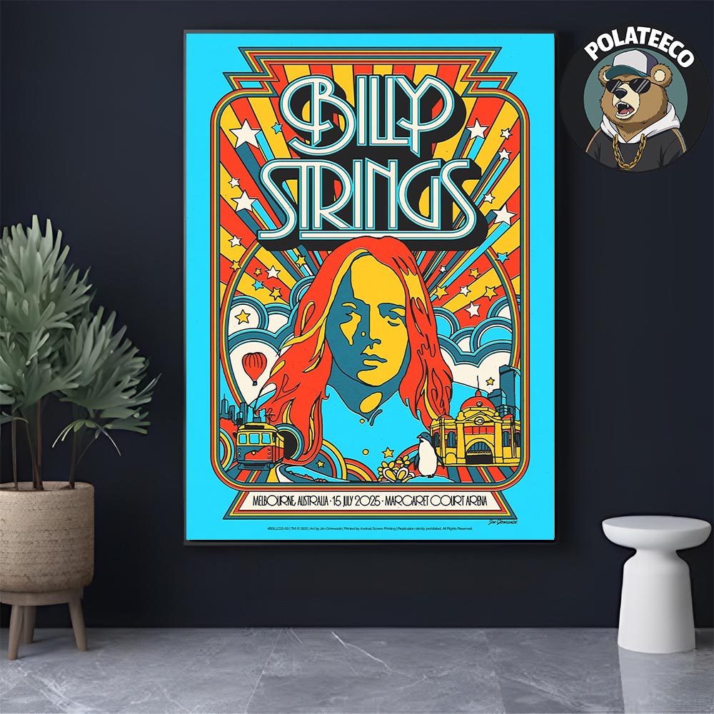 Billy Strings Melbourne 2025 Poster At Margaret Court Arena On July 15th 2025 For Australia And New Zealand Tour Home Decor Poster Canvas Billy Strings Melbourne 2025 Poster At Margaret Court Arena On July 15th 2025 For Australia And New Zealand Tour Home Decor Poster Canvas