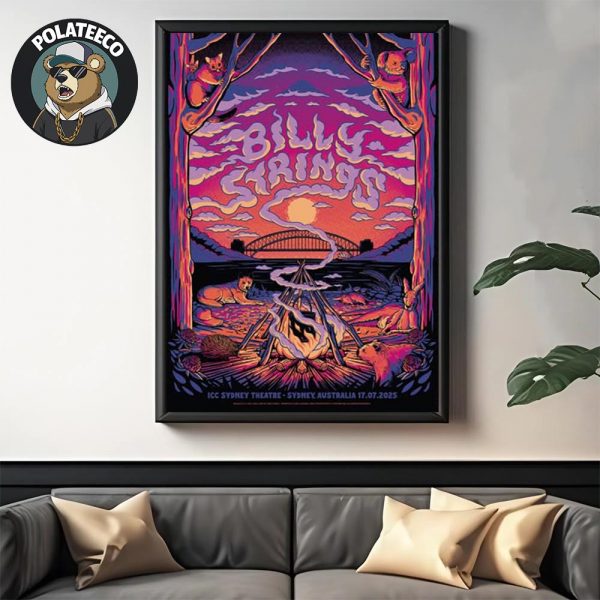 Billy Strings Sydney 2025 Concert Poster At ICC Sydney Theatre In Australia On July 17 2025 Home Decor Poster Canvas