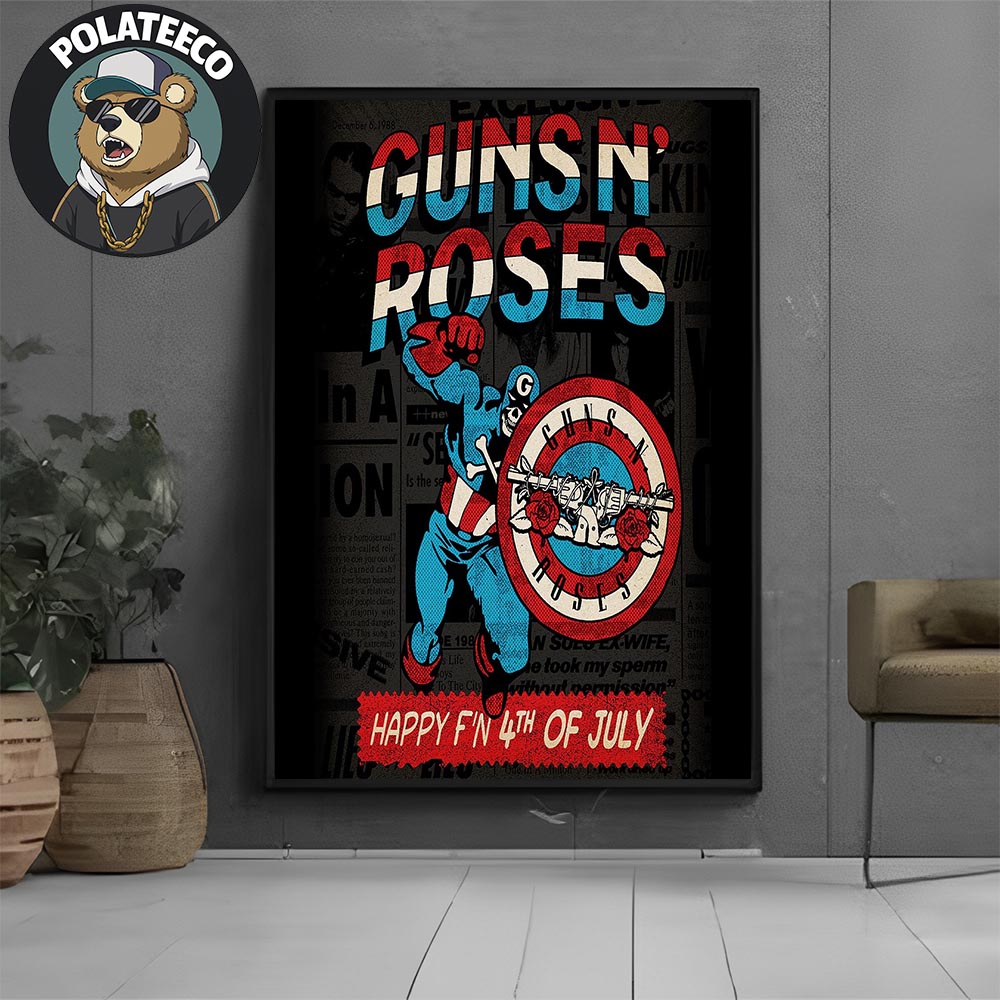 Captain America x Guns N Roses With American Flag Happy 4th Of July 2025 Home Decor Wall Art Poster Canvas Captain America x Guns N Roses With American Flag Happy 4th Of July 2025 Home Decor Wall Art Poster Canvas