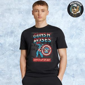Captain America x Guns N Roses With American Flag Happy 4th Of July 2025 Unisex Essential T-Shirt