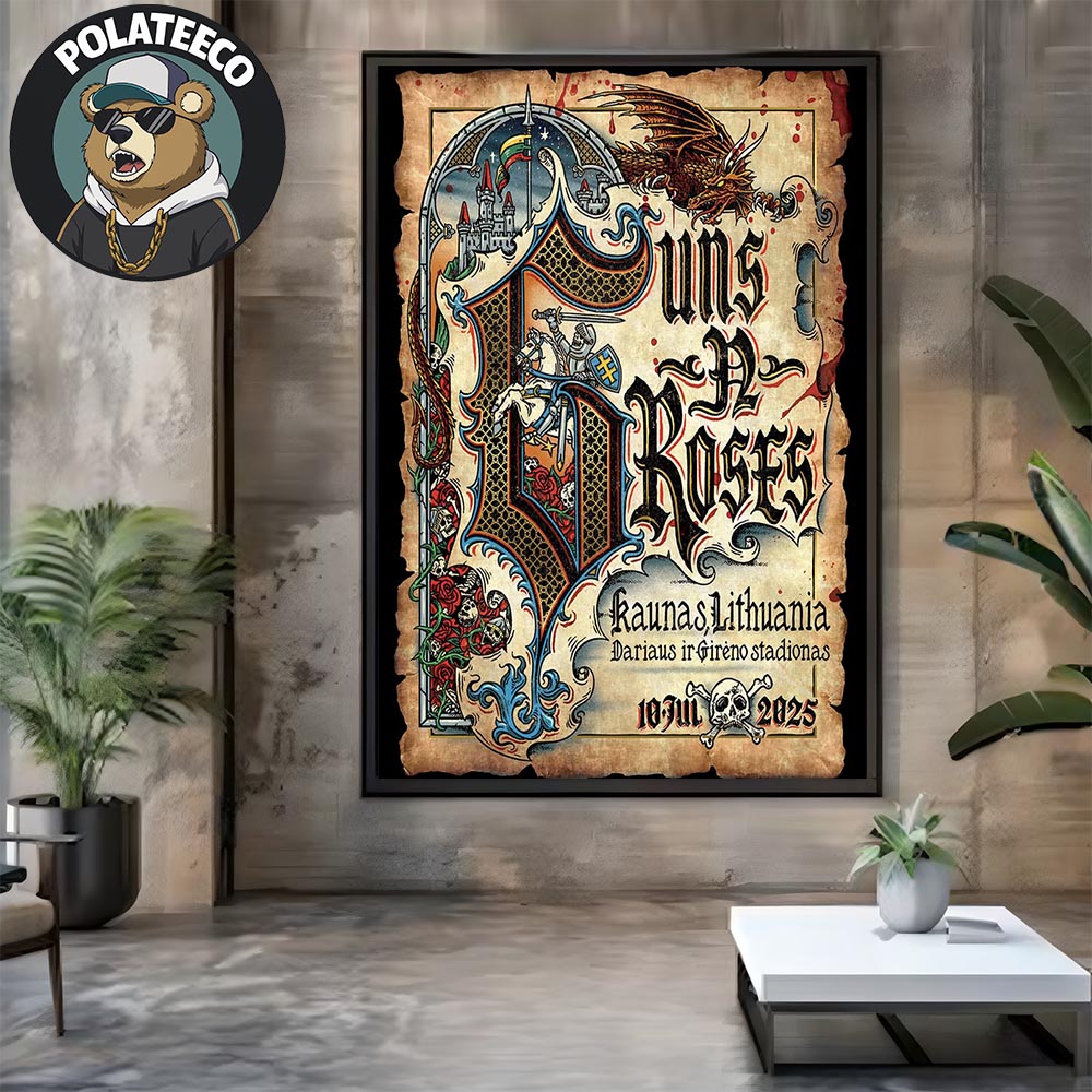 Guns N Roses Kaunas 2025 World Tour Poster At Dariaus ir Gireno Stadionas In Kaunas Lithuania On July 10th 2025 Home Decor Poster Canvas Guns N Roses Kaunas 2025 World Tour Poster At Dariaus ir Gireno Stadionas In Kaunas Lithuania On July 10th 2025 Home Decor Poster Canvas