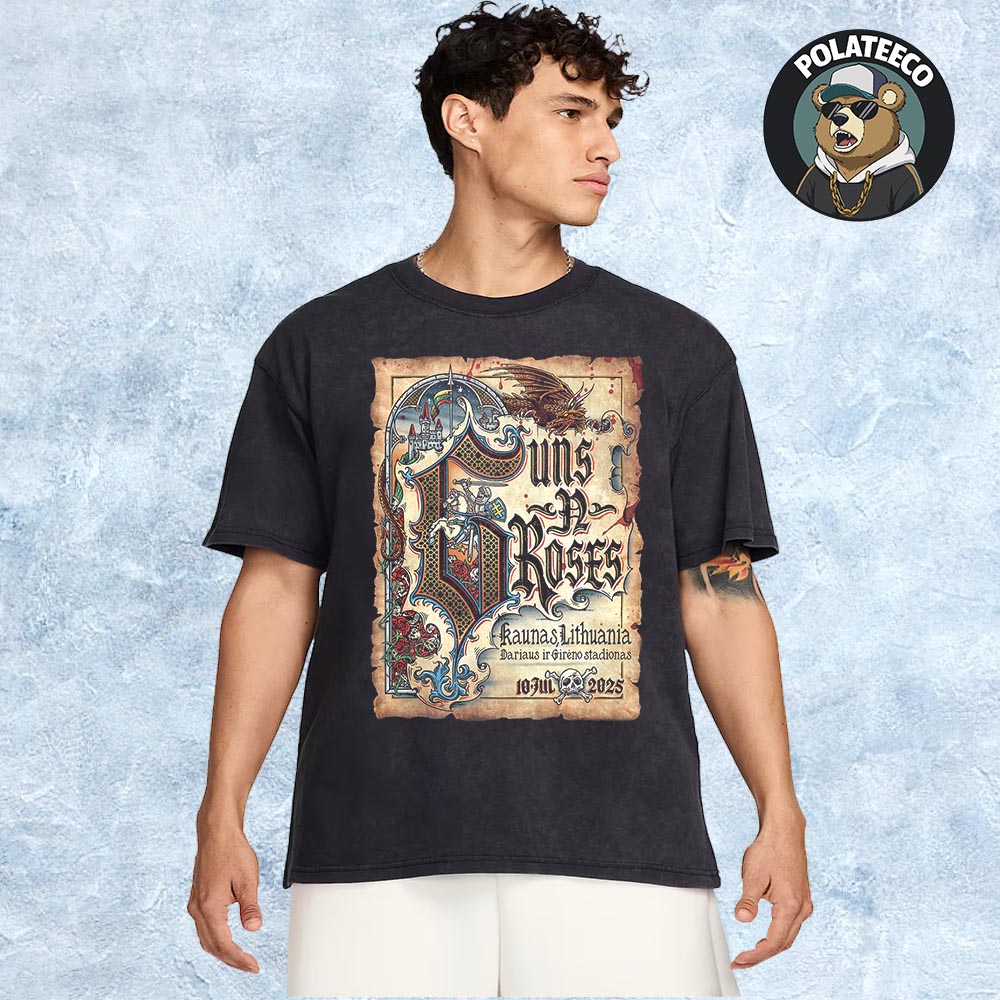 Guns N Roses Kaunas 2025 World Tour Poster At Dariaus ir Gireno Stadionas In Kaunas Lithuania On July 10th 2025 Unisex Essential T-Shirt Guns N Roses Kaunas 2025 World Tour Poster At Dariaus ir Gireno Stadionas In Kaunas Lithuania On July 10th 2025 Unisex Essential T-Shirt