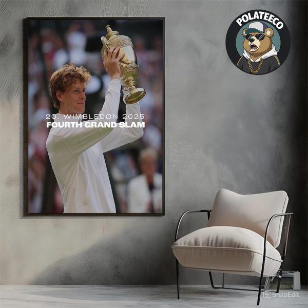 Jannik Sinner 2025 Wimbledon Champion Poster Title 20 And 4th Grand Slam Home Decor Poster Canvas
