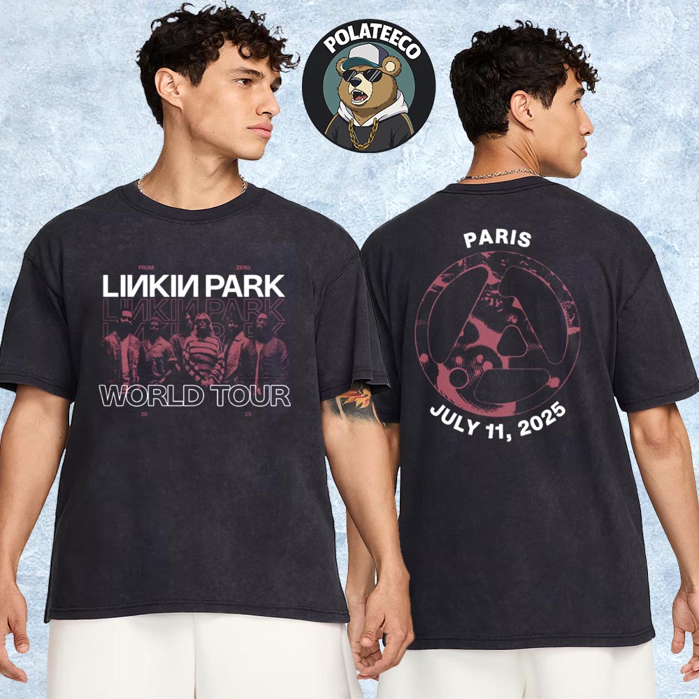 Linkin Park Paris 2025 From Zero World Tour Merchandise Tee At Stade de France On July 11 2025 Two Sided Unisex T-Shirt Linkin Park Paris 2025 From Zero World Tour Merchandise Tee At Stade de France On July 11 2025 Two Sided Unisex T-Shirt