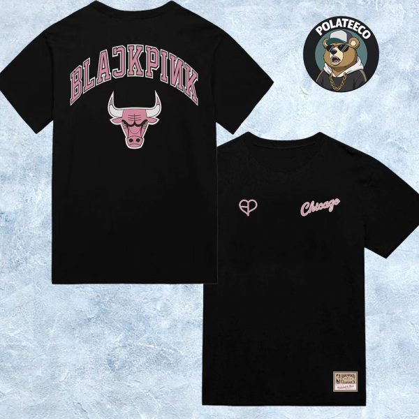 NBA Collaboration Blackpink x Chicago Bulls Black Tee Two Sided All Over Print Shirt