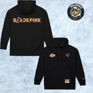 NBA Collaboration Blackpink x Los Angeles Lakers Black Two Sided All Over Print Pullover Hoodie