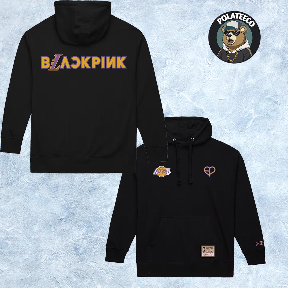 NBA Collaboration Blackpink x Los Angeles Lakers Black Two Sided All Over Print Pullover Hoodie NBA Collaboration Blackpink x Los Angeles Lakers Black Two Sided All Over Print Pullover Hoodie