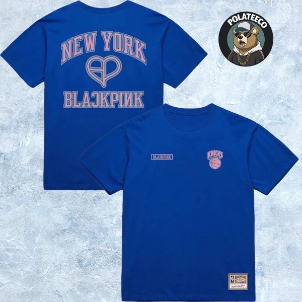 NBA Collaboration Blackpink x New York Knicks Blue Tee Two Sided All Over Print Shirt