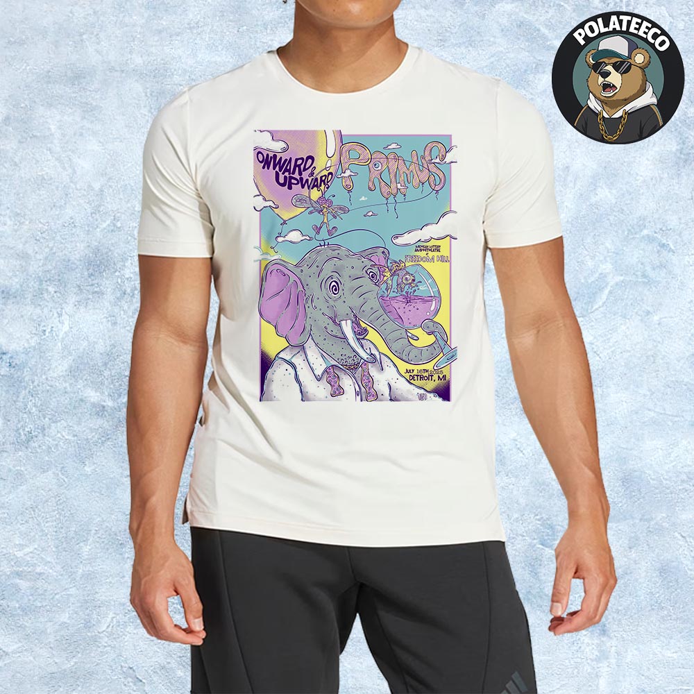 Primus Onward And Upward Detroit 2025 Poster Show At Michigan Lottery Amphitheatre At Freedom Hill In Michigan On July 16 2025 Unisex T-Shirt Primus Onward And Upward Detroit 2025 Poster Show At Michigan Lottery Amphitheatre At Freedom Hill In Michigan On July 16 2025 Unisex T-Shirt